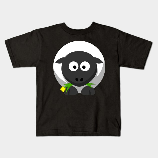 Happy Cute Sheep With Flower Kids T-Shirt by Nirvanibex